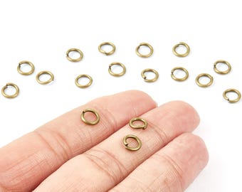 Anneaux ouverts en laiton - 7 x 1,2 mm - Plaqué bronze antique - Anneaux ouverts en laiton - Non soudés - Fournitures pour bijoux - PP1594AB
