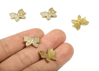 BEEFLYING 5 Connettori A Farfalla In Ottone Con Zirconi Cubici – Charms Per Gioielli Fai Da Te