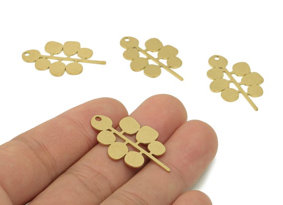 Brass Grapes Earring Charms - Raw Brass Round Earring - Circle Grapes Pendant - Botanical Charm For Necklace - 33.8x20.3x0.7mm - PPA6529