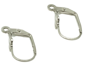 Stainless Steel Leverback Clasp - 304 Stainless Steel Lever Back Hook Clasps Earrings - Earring Findings - 18.97x10.24x1.02mm- SS1390