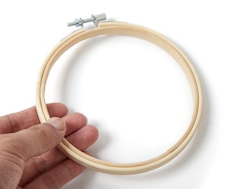 Bastidores de bambú para bordar - Bastidores para punto de cruz - Bastidor redondo de bambú para bordar - Accesorios para bordar - 120x120x7,06 mm - HM1007