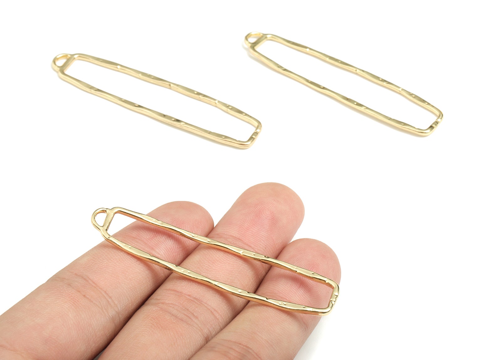Alloy Rectangle Earring Charms Gold Textured Rectangle Etsy