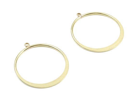Brass Hammered Hoop Earring Raw Brass Circle Pendant | Etsy