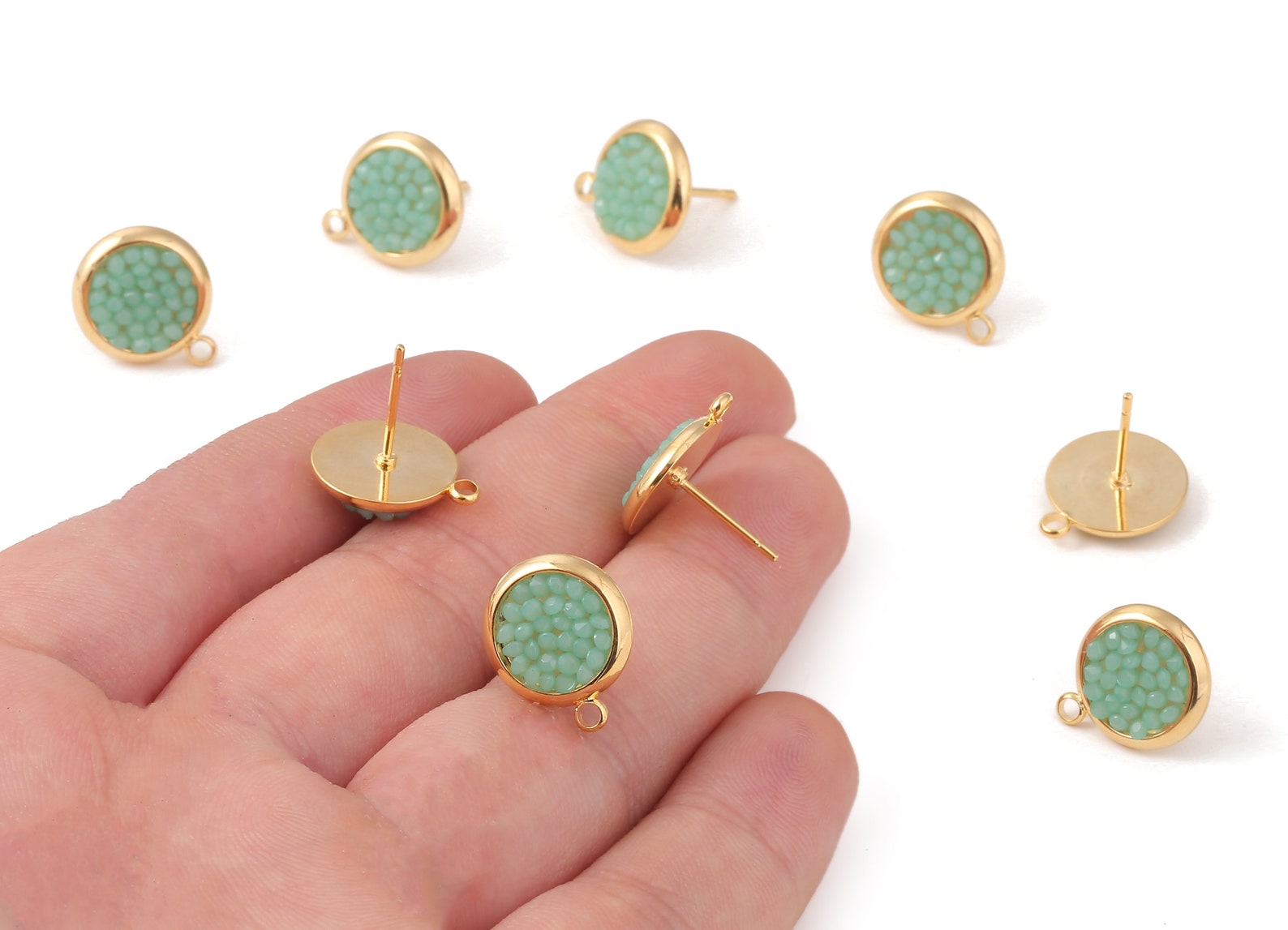 Brass Round Earing Post Brass Round Earring Stud 18K Real Etsy
