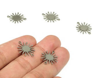 Stainless Steel Sun Connector - Stainless Steel Sun Earring Charms - Earring Findings - Jewelry Making Supplies - 19.73x15.86x0.9mm - SS1239