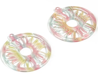 Acrylic Round Sun Earring Charms - Acrylic Mix Circle Sun Earrings - Jewelry Supplies - Color Code:A553- 42.92x39.55x2.67mm - AC2187-A553