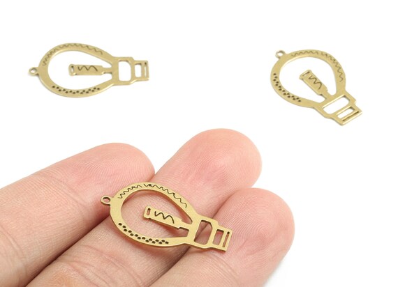 Brass Bulb Earring Charms - Raw Brass Lamp Pendant - Earrings Finding - Jewelry Supplies - 26.75x16.96x0.59mm - PPM3165