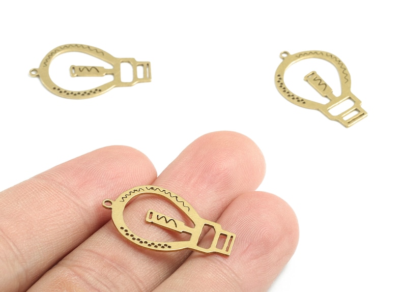Brass Bulb Earring Charms - Raw Brass Lamp Pendant - Earrings Finding - Jewelry Supplies - 26.75x16.96x0.59mm - PPM3165 image 1