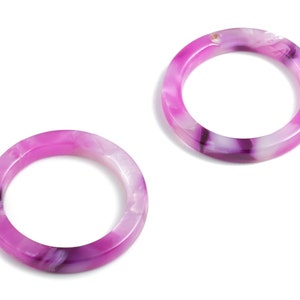 Acetate Hoop Earring Charm - Circle Round Pendant - Earring Findings - Jewelry Supplies - Color Code:A224 - 21.16x21.16x2.48mm - AC1153-A224