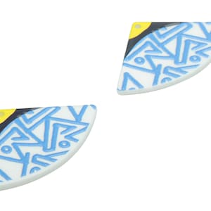 Acrylic Quad Triangle Pattern Earring Charms - Acrylic Quarter Circle Pizza Pattern Pendant - Printing Textured - 39.4x25.81x2.5mm - AC2464A