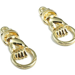 Encantos del aro de la mano de la aleación - colgante del aro de la mano de la aleación de oro - aleación plateada del tono del oro - suministros de la joyería - 29.43x13.28x3.66mm - ZZ1754