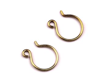 Brass Hoop Earring Wire- 50 Pieces Raw Brass Ear Wire - Earring Findings - Jewelry Supplies - 19x15mm - PP1091