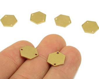 Brass Hexagon Connector - Raw Brass Hexagon  -  Earring  - For Necklace -For Bracelet -13x11x 1.01mm- PP8594