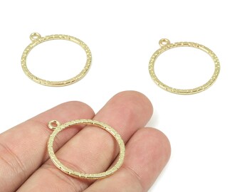 Colgantes circulares de aleación para pendientes - Colgante redondo KC Gold - Baño de oro KC - Componentes para pendientes - Suministros de joyería - 30,72 x 27,78 x 1,4 mm - ZZ1696