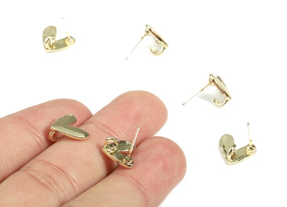 Alloy Heart Stud Earring With Loop - Zinc Alloy Heart Alloy Heart Stud Earring With Loop - Zinc Alloy Heart