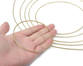 Brass Circle Macrame Ring - Raw Brass Curved Himmeli Tube Round Hanging Decor - Hoop Brass Wire Ring Hanging Art - Circle Wall Art Metalart