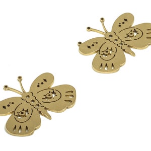 Brass Butterfly Earring Charms - Raw Brass Butterfly Pendant - Earrings Finding - Jewelry Making Supplies - 21.87x16.43x0.79mm - PP4185