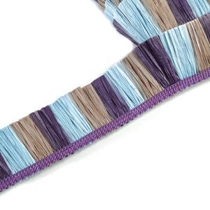 Raffia Tassels Strip - Natural Raffia Grass - Blue Purple Brown  Color  Raffia Tassel Skirt - Earring Findings - 25x2.8mm - RS1065