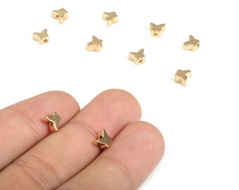 Brass Butterfly Spacer Bead - Butterfly Charm - Butterfly Pendant - 18K Real Gold Plated Brass - Jewelry Supplies -5.87x4.88x3.08mm- RGP3155