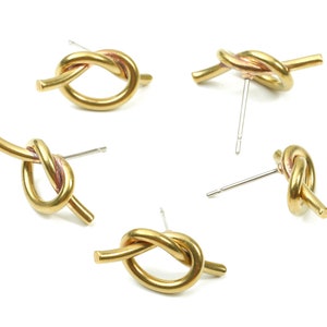 Brass Knot Earring Post - Raw Brass Knot Earring Stud - Earring Findings - Jewelry Supplies - 18.01x8.17x2.25mm - PP2881
