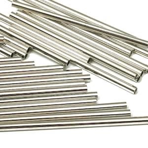 Srebrne tuby Himmeli - mosiężne okrągłe koraliki Himmeli DIY - okrągłe rurki do geometrii - do roślin powietrznych - 2,5 x 0,2 x 50 mm - PP4569S-50