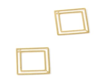 Brass Square Charms - Square Raw Brass Pendant - Earring Findings - Jewelry Supplies - 20.6x20.6x0.8mm - PP1971