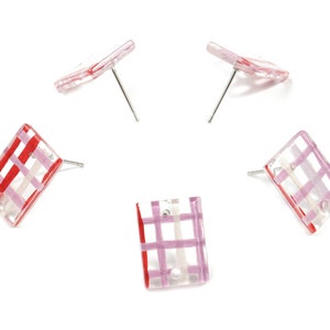 Acrylic Rectangle Earring Stud - Rectangle Earring Post - Surgical Stud - Jewelry Supplies - Color Code: A453 - 15.5x12x2.3mm - AC1663-A453