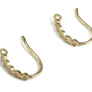 Zircon Ear Wire - Brass Earring Hoops - Hoop Ear Wire - Custom Jewellery Making - 18K Real Gold Plated Brass - 15.47×10.73×2.22mm - RGP3050