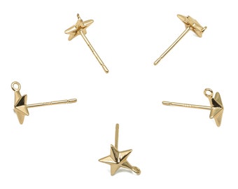 2PCS- Tiny CZ Star Stud Earrings, NP-2498, Nickel Free Gold Plated