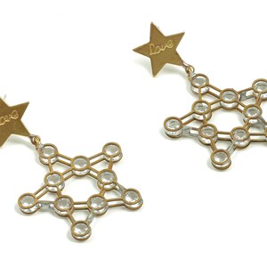 Brass Five-pointed Star Earring Stud With Zircons - Raw Brass Star Earring Post - Brass Stud - Jewelry Supplies - 38.89x24.07x2.6mm - PP4895