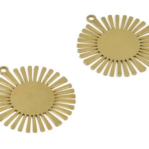 Brass Sun Charms – Sun Shaped Raw Brass Sun Pendant - Earring Charms - Earring Findings - DIY Jewelry Supplies - 33.29x29.98x0.75mm - PP4354