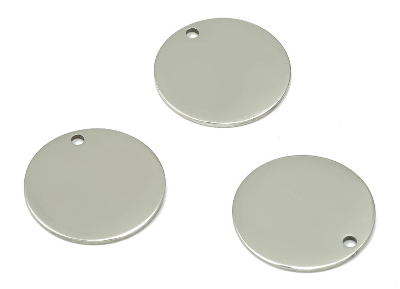 Piezas en blanco para estampar - Dijes redondos de acero inoxidable 316 - Colgante circular de acero inoxidable 316 - Suministros para joyería - 15,9 x 15,9 x 0,84 mm - SS1379-16 imagen 3
