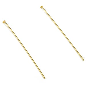 Brass Head Pin Findings - Gold Head Pin - DIY Gold Jewelry Pins - 18K Real Gold Plated Brass - Jewelry Supplies - 50.13x0.7mm - RGP3320-50