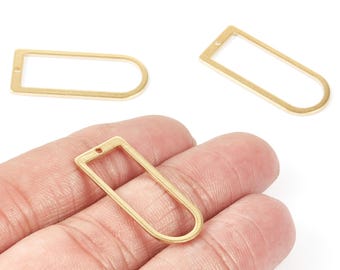 Messing Geometrische Anhänger - D-förmige Messing Anhänger - Messing Ohrring Zubehör - Schmuck Zubehör - 30x12.84x0.94 mm - PP1916