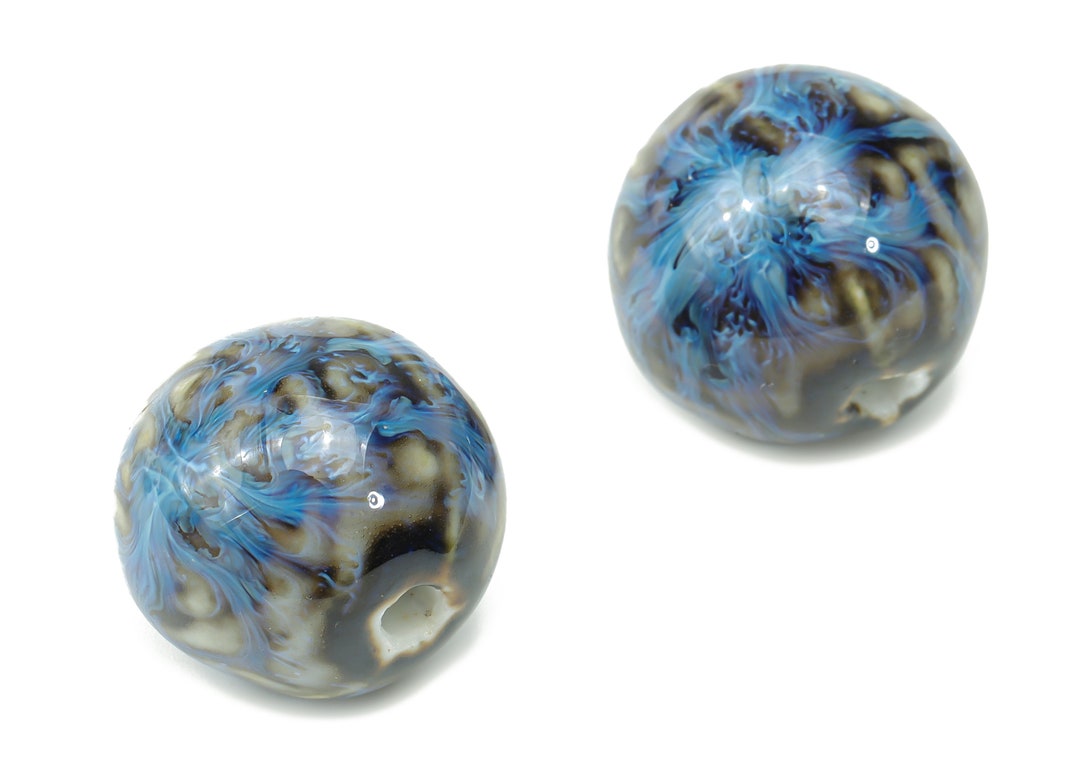 Glazed Ceramic Big Ball Beads Carved Pattern Ball Beads Handmade Beads