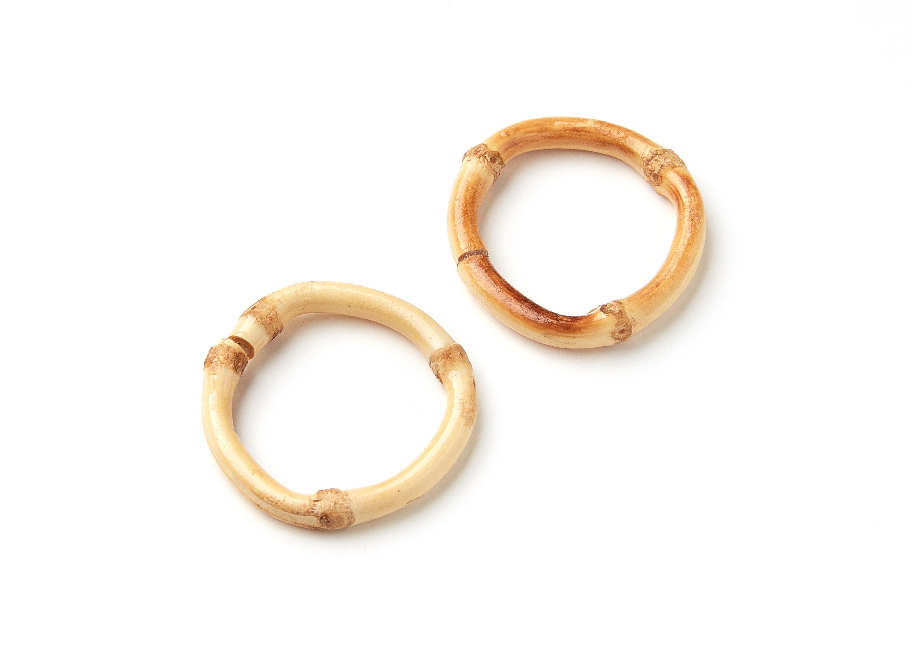Beige - Handcrafted Circle Shaped Bamboo Earrings with Seashell main image 0