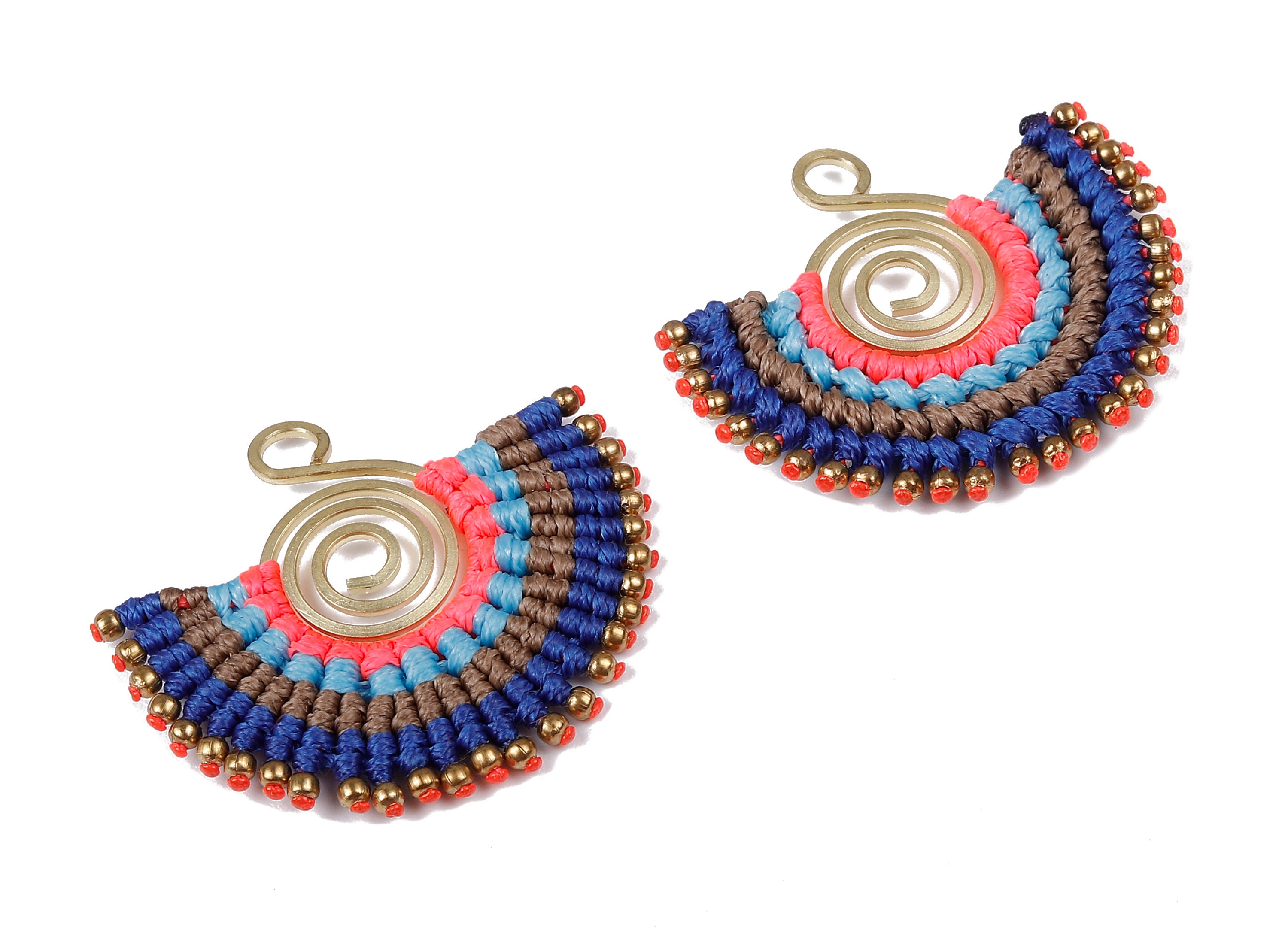 Fan Tassel Earring Charms With Beads Tassel Earring Pendant Etsy