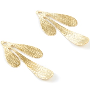 Brass Textured Leaf Charms - Textured Leaf Shaped Raw Brass Pendant - Earring Findings - Jewelry Supplies - 35,2x17,28x0,63mm - PP2073