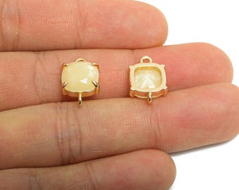 Conector cuadrado para pulsera de cristal – Dijes de cristal facetado de latón, chapado en tono dorado KC GS1240