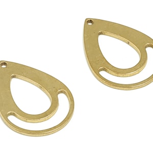 Brass Drop Charms - Raw Brass Drop Pendant –Drop Connector – Drop Earring Findings - Jewelry Making Supplies - 17.86x12.83x0.8mm - PP4359