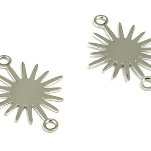 Sun Shaped Brass Charms - Silver Tone Plated Brass Connector -Brass Earring Findings- Jewelry Making Supplies- 17.91x13.29x0.53mm- PP1269SS