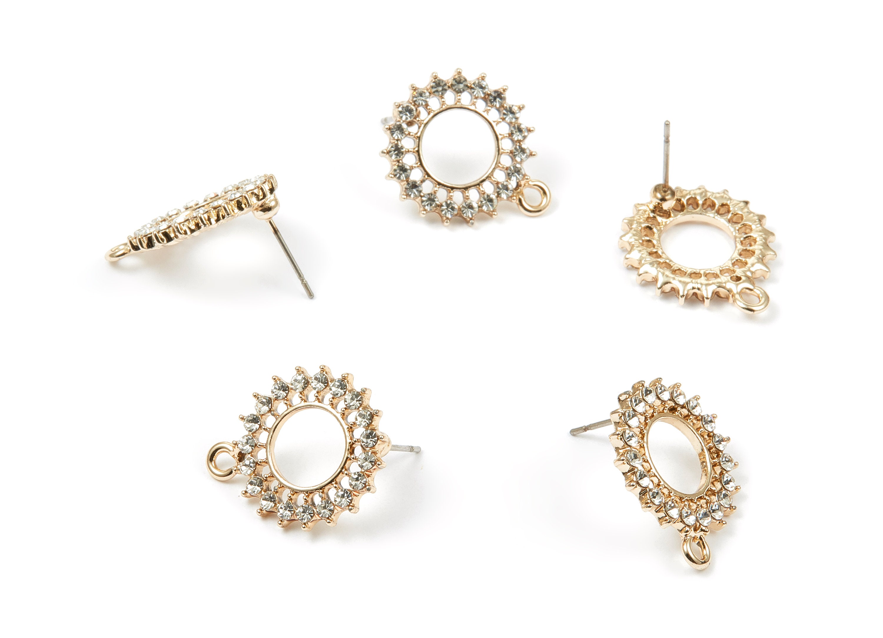Alloy Circle Earring Stud - Zinc Alloy Crystal Circle