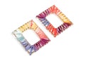 Natural Raffia Rectangle Charms - Alloy Rectangle Earring Pendant - Rectangle Earring Accessories - Jewelry Supplies - 49x40x2.82mm - RS1058