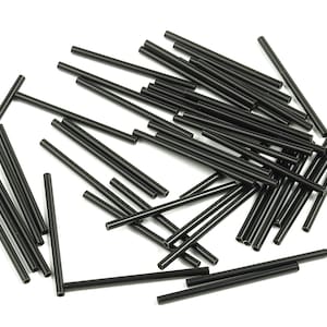 Matte Black Himmeli Tubes - Raw Brass Round Himmeli DIY Tube Beads - Circle Pipes for Geometric - For Air Plants - 1.5x0.2x25mm - PP4567B-25