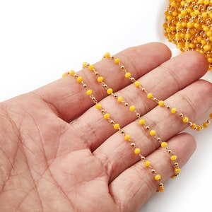 Bead Chain - Ball Satellite Soldered Chain - Brass Cable Chain - 18K Real Gold Plated - Miyuki Bead Chain - 0.12&quot; x 0.08&quot; x 0.01&quot; - RGP1024G
