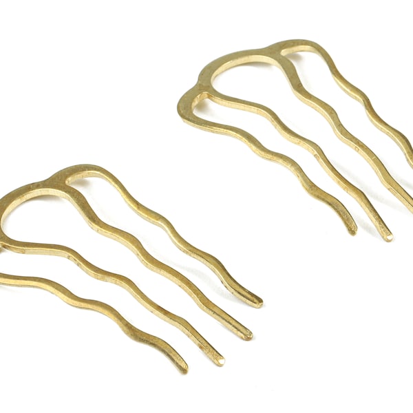 Brass Hair Tooth Comb Blanks - Latón 4 Dientes Barrette Peines para el Cabello - Suministros de Joyería - 45.23x25.86x1.3mm - PP2980