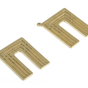 Laiton U Géométrie En Forme Charme Boucle d’oreille - Brut en forme de U Strié Pendentif - Boucles d’oreilles Résultats - Fournitures de bijoux - 18.34x14.13x0.6mm - PP4046