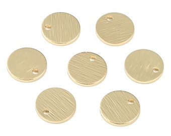 Gold Mini Circle Charms - Light KC Gold Tone Plated Brass Mini Round Earring Charms - Jewelry Supplies - 8.12x8.12x0.98mm - PP3559KCG