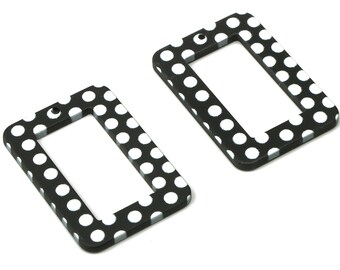 Acrylic Rectangle Earrings Charm - Polka Dot Rectangle Pendant Charm - Earring Findings - Jewelry Supplies - 39.6×26.28×2.1mm - AC2508