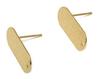 Brass Long Oval Earring Posts - Brass Oval Studs - Stainless Steel Stud - Oval Posts - 18K Real Gold Plated - 21.06x8.22x0.63mm - RGP5187